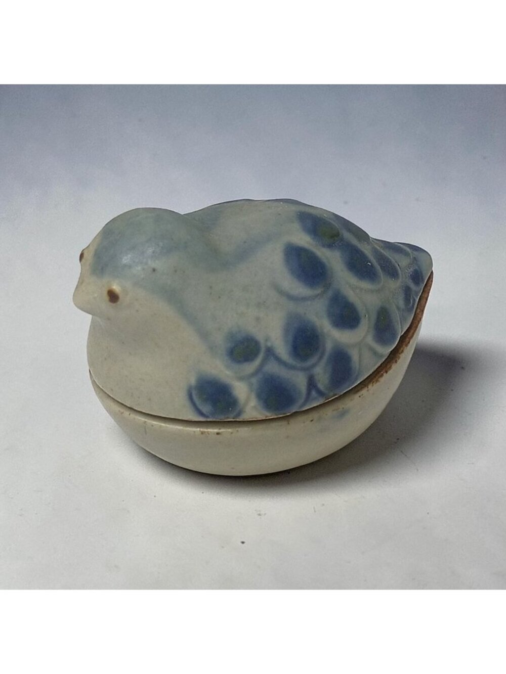 Vintage 1971 Vandor Japan Bird Trinket Box Figure on Nest  Lidded Handpainted
